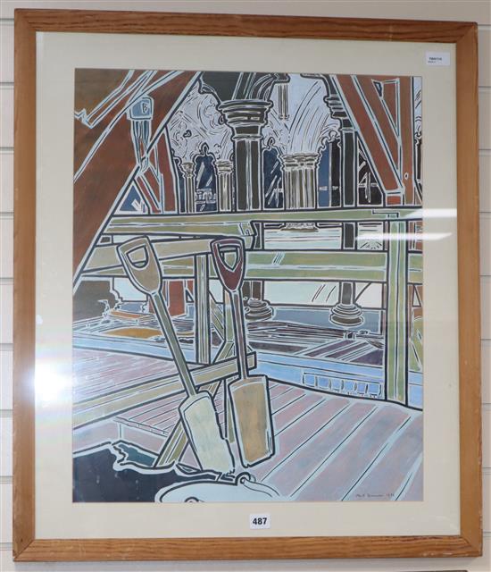 Paul Donovan (b. 1943), Salisbury Cathedral interior, signed and dated 88, watercolour, 66 x 54cm